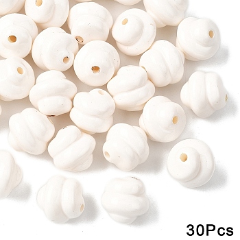 30Pcs Opaque Acrylic Beads, Baking Paint, White, 16x16mm, Hole: 3mm