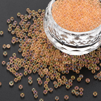 DIY 3D Nail Art Decoration Mini Glass Beads, Tiny Caviar Nail Beads, AB Color Plated, Round, Light Salmon, 2mm, about 450g/bag