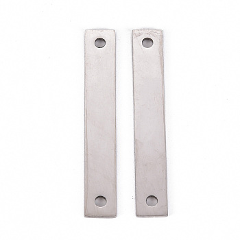 201 Stainless Steel Links Connectors, Laser Cut, Rectangle, Stainless Steel Color, 38x6x1mm, Hole: 2mm
