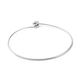 Screw End Ball 304 Stainless Steel Wire Bangle, Torque Bangle for Women, Stainless Steel Color, Inner Diameter: 2-1/2 inch(6.2cm)