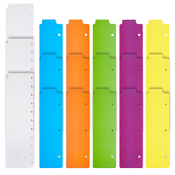 18Pcs 6 Style Plastic Binder Divider Pages, for Discbound Notebook, Mixed Color, 280x80x0.3mm & 216x60x0.3mm, 3pcs/style