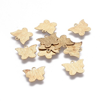 Brass Charms, Butterfly, Raw(Unplated), 9x11.5x0.4mm, Hole: 1mm