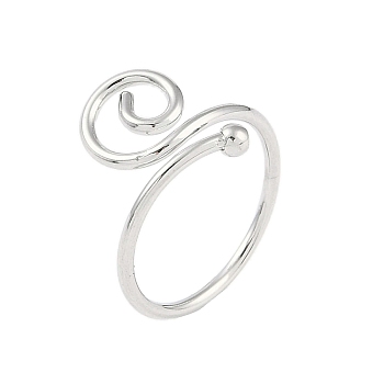 Non-Tarnish 304 Stainless Steel Spiral Open Cuff Ring for Women, Stainless Steel Color, US Size 7 1/4(17.5mm)