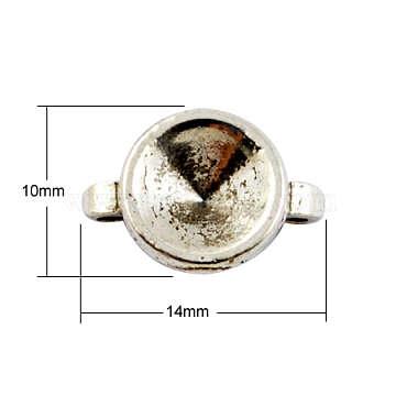 Tibetan Style Rhinestone Connector Settings, Cadmium Free & Lead Free, Cone, Antique Silver, 10x14x5mm, Hole: 1mm, Fit for 7mm rhinestone(TIBE-00464-AS-RS)