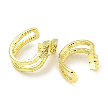 Brass Micro Pave Cubic Zirconia Cuff Earrings(EJEW-C104-065G)-2