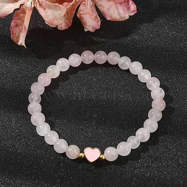 bracelets extensibles en perles rondes en quartz rose naturel(BJEW-JB09881-06)-2