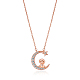 Chinese Zodiac Necklace Dog Necklace 925 Sterling Silver Rose Gold Pups on the Moon Pendant Charm Necklace Zircon Moon and Star Necklace Cute Animal Jewelry Gifts for Women(JN1090K)-1