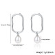 Anti-Tarnish Rhodium Plated 925 Sterling Silver Oval Dangle Stud Earrings(KR9373-1)-3