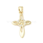 Brass Micro Pave Clear Cubic Zirconia Pendants, Witches Knot Wiccan Symbol Shape Charms, Real 16K Gold Plated, 22.5x15x2mm, Hole: 4x3mm(KK-E799-06C-G)