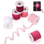 60 Yards 6 Colors Single Face Velvet Ribbon, 6Pcs Plastic Empty Spools, Mixed Color, 3/8 inch(9.5~10mm), about 10 yards/color(SRIB-TA0001-38)