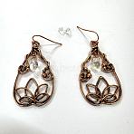 Bohemian Style Alloy Resin Dangle Earrings, Teardrop with Flower, Antique Bronze, 45x27mm(FS-WG7E92D-01)