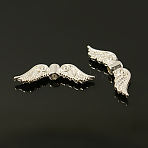 Tibetan Style Beads, Lead Free & Cadmium Free, Wing, Silver Color, about 7mm long, 23mm wide, 3mm thick, hole: 1.5mm(LF10271Y-S)