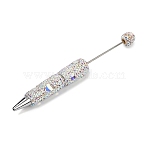 Polymer Clay Rhinestones Ball-Point Pen, Beadable Pen, with Iron Findings, for DIY Personalized Pen with Jewelry Beads, Heart, Colorful, 145x15~16mm(OFST-D300-05P-F)