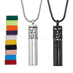 Stainless Steel Perfume Bottle Necklaces, Column Diffuser Pendant Necklaces, with 10Pcs Changeable Perfume Pads, Mixed Color, 21.85~21.89 inch(55.5~55.6cm)(NJEW-FH0001-22)