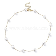 ABS Plastic Imitation Pearl Beaded Chain Necklaces, 304 Stainless Steel Jewelry for Women, Light Gold, 14.84 inch(37.7cm)(NJEW-JN04329)