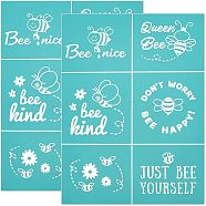 Self-Adhesive Silk Screen Printing Stencil, for Painting on Wood, DIY Decoration T-Shirt Fabric, Turquoise, Bees Pattern, 19.5x14cm(DIY-WH0173-001-N)