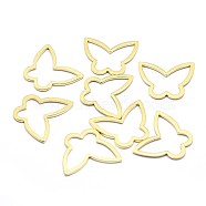 Brass Linking Rings, Cadmium Free & Nickel Free & Lead Free, Butterfly, Real 18K Gold Plated, 17x20.5x1mm(KK-J279-34G-NR)