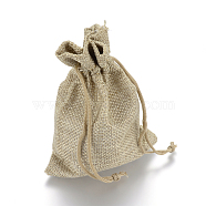 Burlap Packing Pouches Drawstring Bags, Dark Khaki, 9x7cm(X-ABAG-Q050-7x9-01)