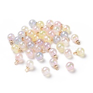 Plating Acrylic Charms, Pearlized, with ABS Plastic Light Gold Plated Loops, Round, Mixed Color, 12x8mm, Hole: 1.6mm(OACR-N010-058B)