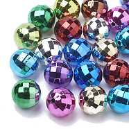Color Plated Acrylic Beads, Faceted, Round, Mixed Color, 15~16mm, Hole: 2mm, about 180pcs/500g(PACR-R241-02)