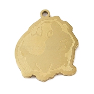 304 Stainless Steel Pendants, Guinea Pig Charm, Golden, 24.5x20.5x1.5mm, Hole: 1mm(STAS-C095-13G)