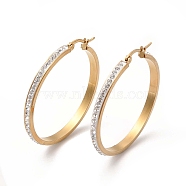Clear Cubic Zirconia Big Hoop Earrings, 304 Stainless Steel Jewelry for Women, Golden, 43x3mm, Pin: 1~1.3x0.7mm(EJEW-C011-06G)