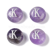 Natural Amethyst Beads, Rondelle with Letter, Letter K, 8.5~9x5~5.5mm, Hole: 1.2mm(G-L524-20K-03)