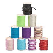 Polyester Cord, Round, Mixed Color, 0.7~1.8mm, about 4~10m/roll(OCOR-XCP0002-05)