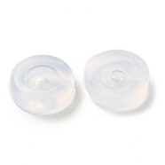 Silicone Ear Nuts, Earring Backs, Flat Round, Clear, 7x2mm, Hole: 1.6mm(SIL-D009-03)