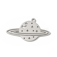 304 Stainless Steel Pendants, Planet Charm, Stainless Steel Color, 17x31x1mm, Hole: 1.6mm(STAS-K250-04P)