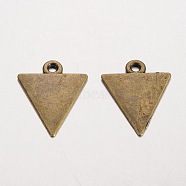 Triangle Tibetan Style Alloy Blank Tag Pendants, Lead Free & Nickel Free & Cadmium Free, Antique Bronze, 23x18x1.2mm, Hole: 2mm(X-PALLOY-K110-26AB-NR)