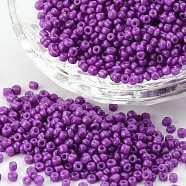 8/0 3mm Baking Paint Glass Seed Beads Loose Spacer Beads, Medium Orchid, 3mm, Hole: 1mm, about 962pcs/50g(X-SEED-S002-K13)