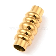 Vacuum Plating 304 Stainless Steel Magnetic Clasps with Glue-in Ends, Column, Golden, 21x8mm, Hole: 5mm(STAS-P255-03G)