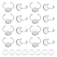 DIY Blank Dome Finger Ring Making Kit, Including 304 Stainless Steel Cuff Finger Rings Components, Glass Cabochons, Stainless Steel Color, Inner Diameter: 18.1mm, 60Pcs/box(DIY-UN0004-18A)