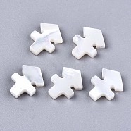 Natural White Shell Beads, Mother of Pearl Shell Beads, Top Drilled Beads, Constellation/Zodiac Sign, Sagittarius, 11.5x8.5x2.5mm, Hole: 0.8mm(SSHEL-ZX004-02G)