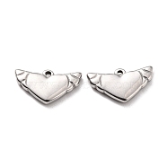 304 Stainless Steel Pendants Cabochons for Enamel, Heart with Wing, Stainless Steel Color, 9x16x2.5mm, Hole: 1mm(STAS-B024-76P)