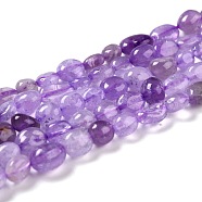 Natural Amethyst Beads Strands, Nuggets, Tumbled Stone, 5~8.5x5.5~7x3.5~4mm, Hole: 0.7mm, about 64pcs/strand, 16.34 inch(41.5cm)(G-G018-50)