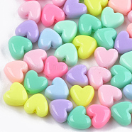 Acrylic Beads, Heart, Mixed Color, 9.5x10.5x6mm, Hole: 2mm, about 1250pcs/500g(MACR-T023-06)