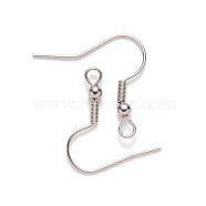 304 Stainless Steel Earring Hooks, Ear Wire, with Horizontal Loop, Stainless Steel Color, 20~22x22mm, Hole: 2mm, 21 Gauge, Pin: 0.7mm(STAS-S111-001)