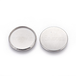 Tarnish Resistant 304 Stainless Steel Milled Edge Bezel Cups, Cabochon Settings, Flat Round, Stainless Steel Color, 26x2mm, Tray: 25mm(STAS-K099-01A-25mm-P)