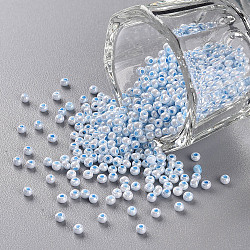 11/0 Grade A Ceylon Glass Seed Beads, Round, Sky Blue, 2.3x1.5mm, Hole: 1mm, about 5300pcs/50g(X-SEED-N001-B-0486)