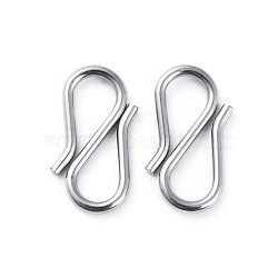 304 Stainless Steel S Hook Clasps, Stainless Steel Color, 12.5~13x6.5~7x1mm(STAS-G199-01P)
