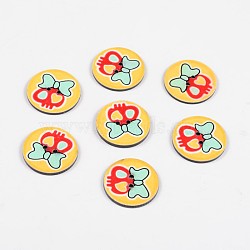 2-Hole Flat Round with Lovely Skull Pattern Acrylic Buttons, Gold, 25x2mm, Hole: 2mm(BUTT-F055-02F)