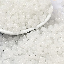 Transparent Colours Glass Seed Beads, Mushroom, WhiteSmoke, 5.5x4.5mm, Hole: 1mm, 4150pcs/pound(SEED-R001-01A)