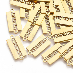 201 Stainless Steel Links connectors, Laser Cut Links, Rectangle, Golden, 21.5x10x1mm, Hole: 1.8mm(X-STAS-T044-62G)