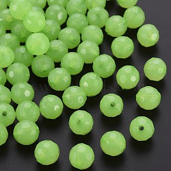 Imitation Jelly Acrylic Beads, Faceted, Round, Light Green, 10x9.5mm, Hole: 1.8mm, about 890pcs/500g(MACR-S373-97A-E06)