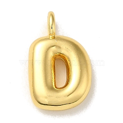 Brass Pendants, Real 18K Gold Plated, Balloon Letter Charms, Letter D, 19x12x5.5mm, Hole: 3.3mm(KK-K354-01G-D)