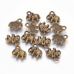 Tibetan Style Alloy Pendants, Elephant, Antique Bronze, Lead Free and Cadmium Free, 11x11x2mm, Hole: 2.5mm(MLF0210Y)