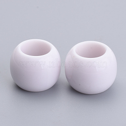 Opaque Acrylic Beads, Large Hole Beads, Round, White, 13.5x11mm, Hole: 6.5mm, about 465pcs/500g(SACR-S300-15C-01)