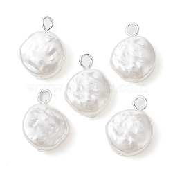 Acrylic Imitation Pearl Pendants, Flat Round, 20x14x5mm, Hole: 2.7mm(PALLOY-JF02328-02)